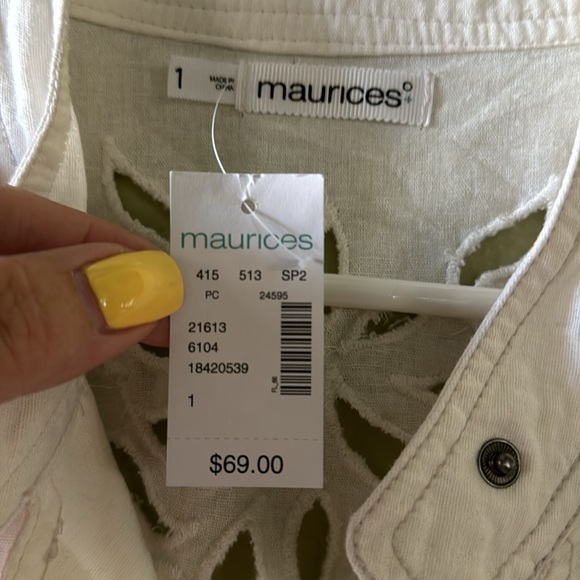 NEW! White cotton/linen jacket. Size 1x - Picture 4 of 5